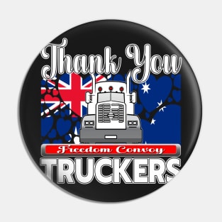 THANK YOU, TRUCKERS - AUSTRALIA FLAG WITH HEARTS - FREEDOM CONVOY CANBERRA - WHITE LETTER DESIGN Pin