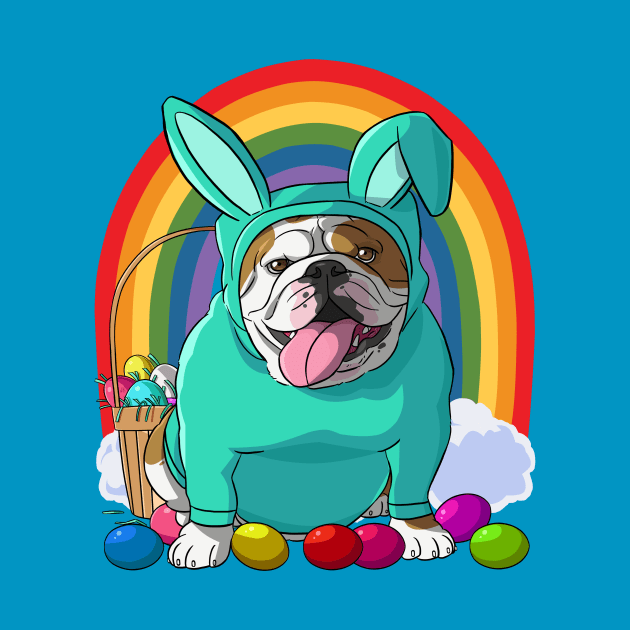 English Bulldog Happy Easter Bunny Pajamas by Noseking