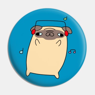 Dancing Headphones Pug Pin