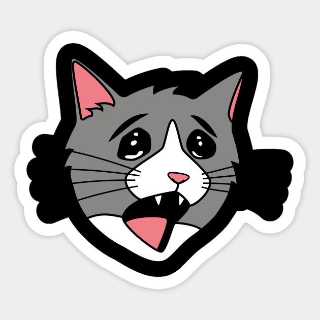 Screaming Cat Meme Cat Sticker Teepublic
