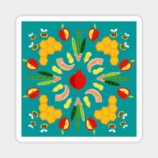 Yomim Noraim - teal print Magnet