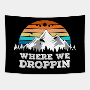 Where We Droppin, Cool Retro Gift Idea for Video Game Players Tapestry