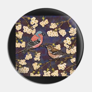 Chaffinches in Cherry Blossom Pin