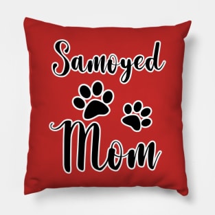 Samoyed Mom Black and White Paw Prints Pillow