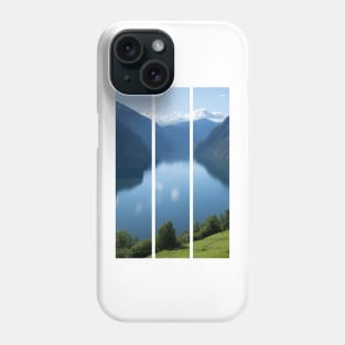 Wonderful landscapes in Norway. Vestland. Beautiful scenery of Aurland fjord from the Aurlandsvangen view point facing to the village of Aurland and Flam. Sunny day (vertical) Phone Case