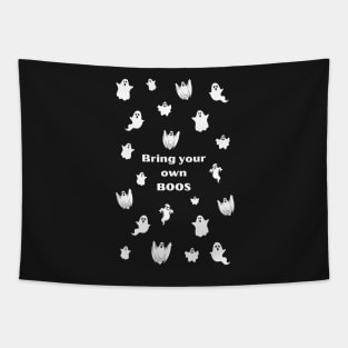 Bring Your Own Boos Black and White Halloween Design Tapestry