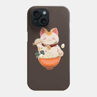 cat eating ramen in bowl Phone Case