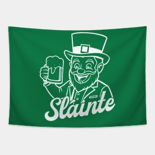 Sláinte - leprechaun - white outline Tapestry