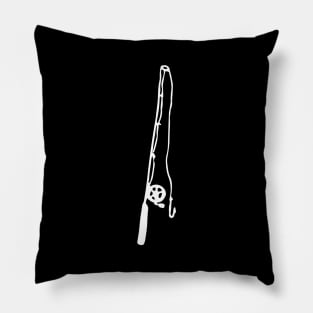 Fishing Pole Doodle White Pillow