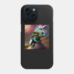 Baby Cyan and Orange Lizard-Dragon Phone Case