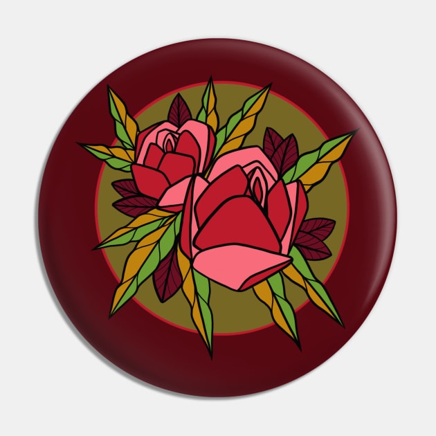 Art Deco roses Pin by InkSmith