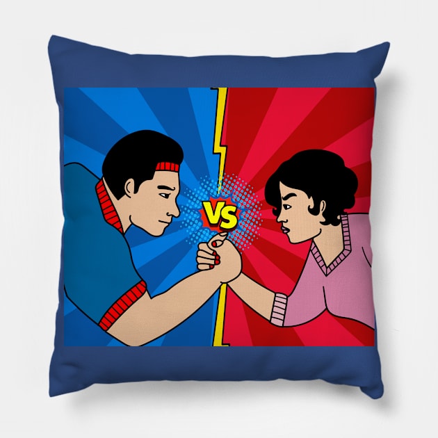 Funny Colorful Arm Wrestling Pillow by flofin