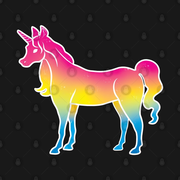 Pansexual Pride Unicorn on Black by AliceQuinn