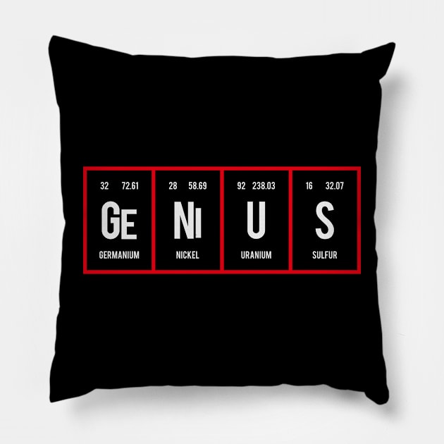 Genius - Periodic Table of Elements Pillow by Distrowlinc