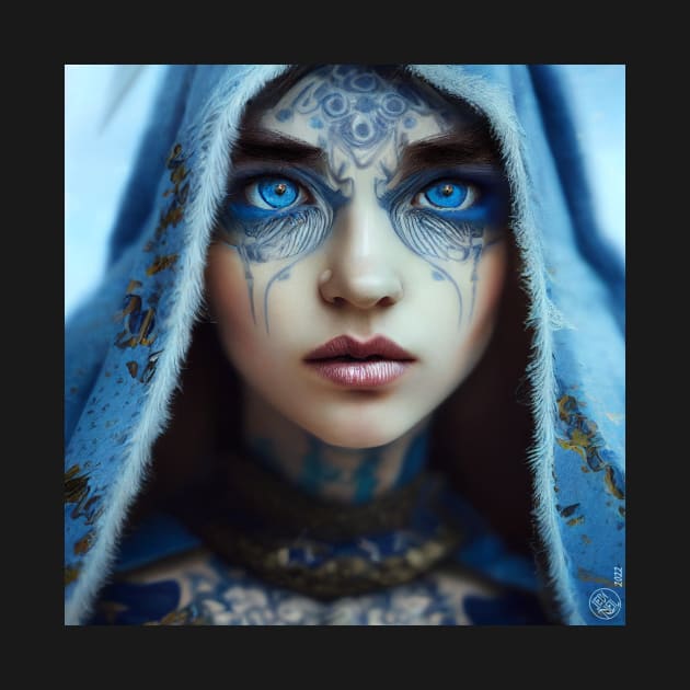 Tisha Liadan - Beautiful Gothic Elf Woman with Bright Blue Eyes by JediNeil