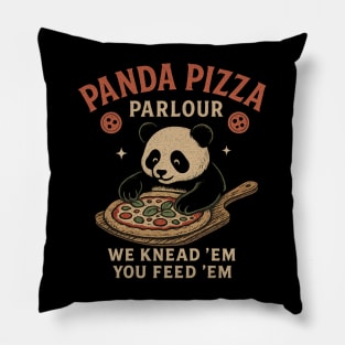 Panda Pizza Parlour We Knead ’Em You Feed ’Em Vintage Pizzeria Shirt Pillow