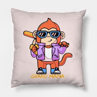 Pop Art Grand Mama Cute Monkey Baseball Pillow