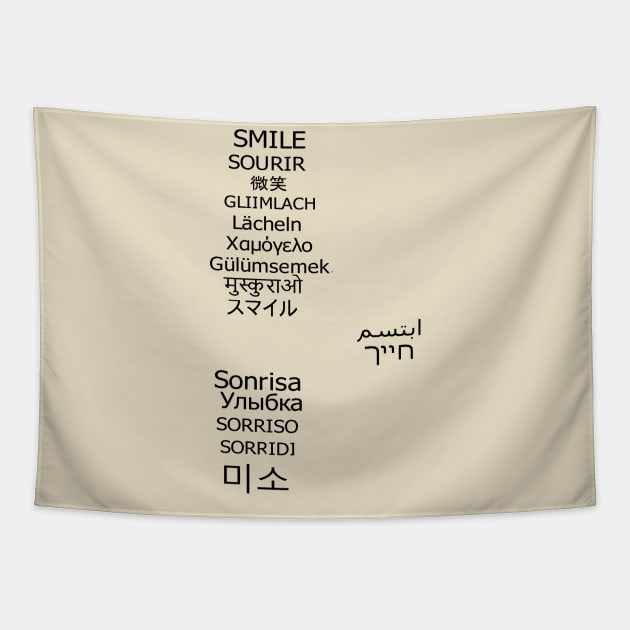 Smile in different languages design Tapestry by Mako Design 