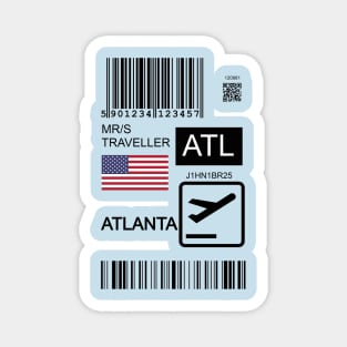 Atlanta USA travel ticket Magnet