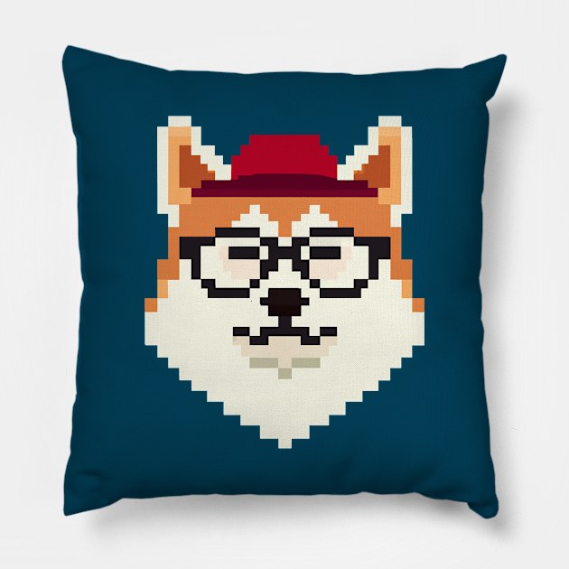 Akita Inu Pixel Art Dog Lover Shiba Retro Pillow by BetterManufaktur