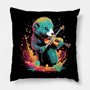 Weasel Playing Violin Pillow