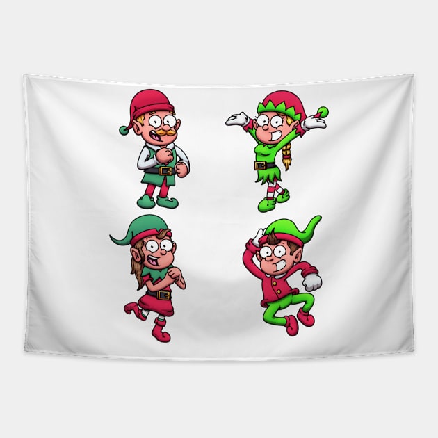 Christmas Elves Sticker Pack Tapestry by TheMaskedTooner