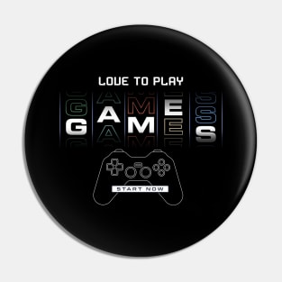 Love To Play Games Controller Gaming Vitage Gamer Pin