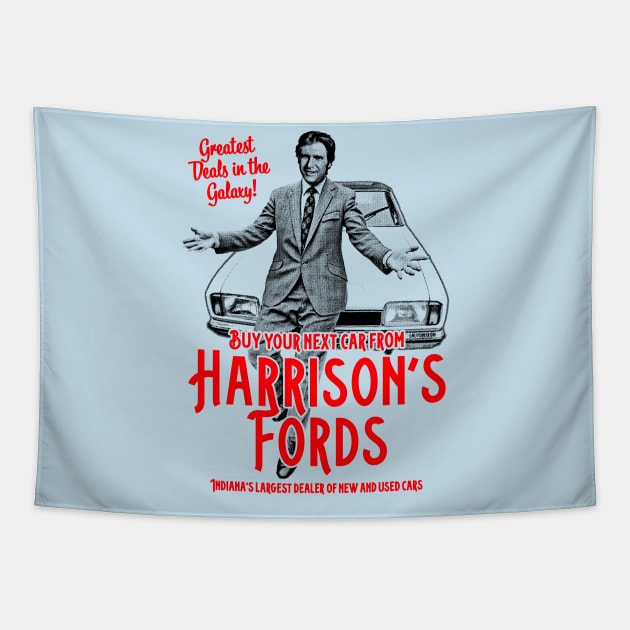 Harrison Ford Car Dealership Tapestry by UselessRob