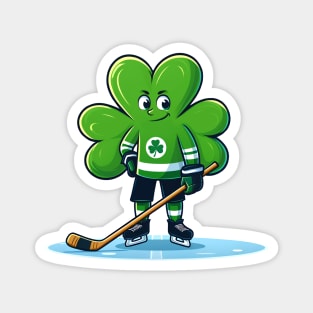 St Patrick's Day Irish Shamrock Ice Hockey Player Magnet