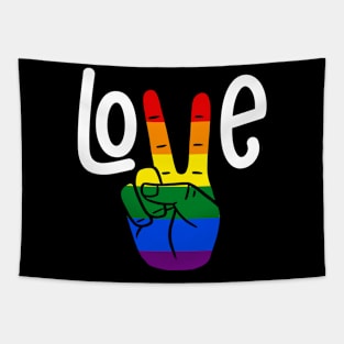 Love lgbt peace hand sign Tapestry