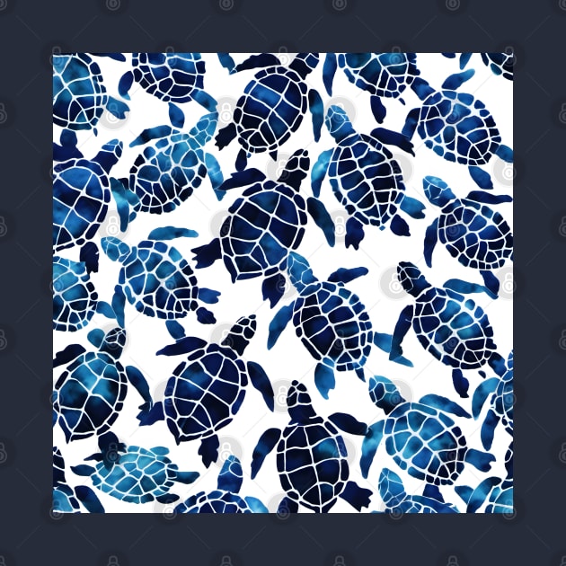 Shibori art blue sea turtle pattern by craftydesigns