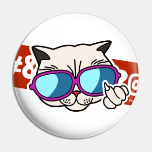 Middle Finger Funny Emoji Cat Pin