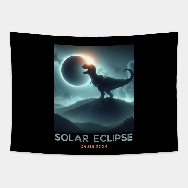 Total Solar Eclipse T-rex Dino April 8 2024 Solar Eclipse Tapestry by HBart