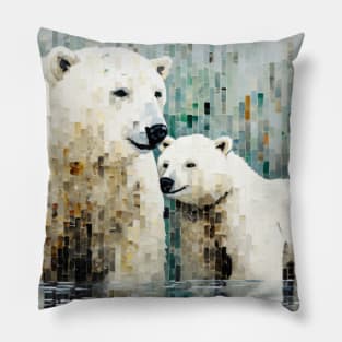 Polar Bear Animal Art Decor Paint Mosaic Pillow