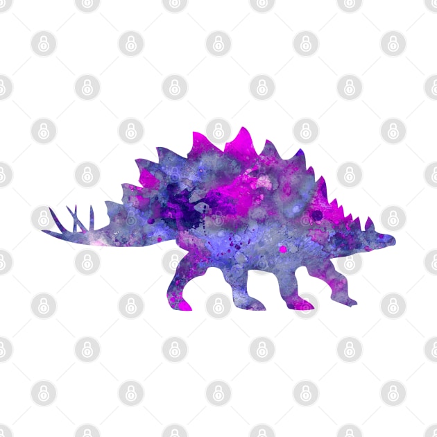 Purple Stegosaurus Watercolor Painting by Miao Miao Design