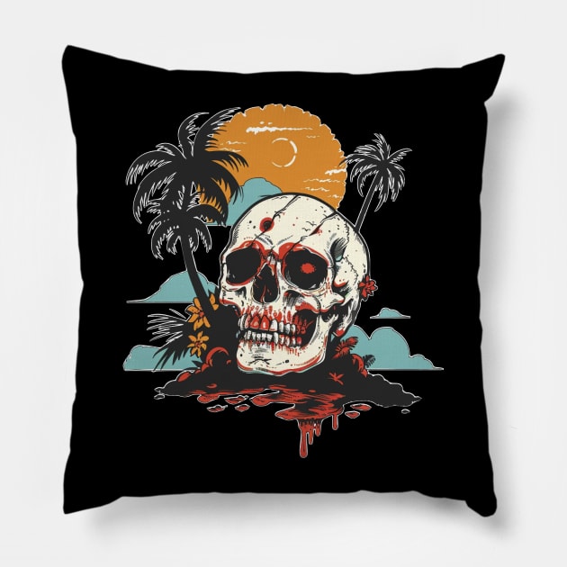 Skull Beach Pillow by NineBlack