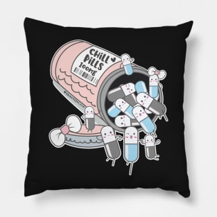 chill pills cute pills cartoon Pillow