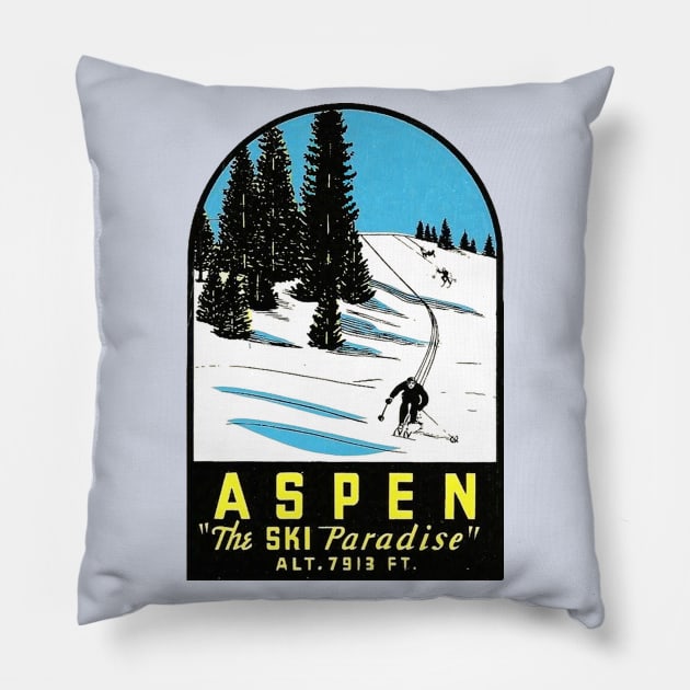 Aspen Colorado Vintage Ski Pillow by Hilda74
