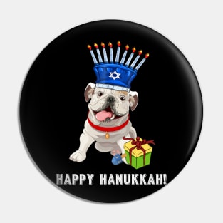 Bulldog Menorah Hat  Hanukkah Chanukah Pin