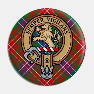 Clan Wilson Crest over Modern Tartan Pin