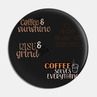 Coffee quote sticker pack Pin