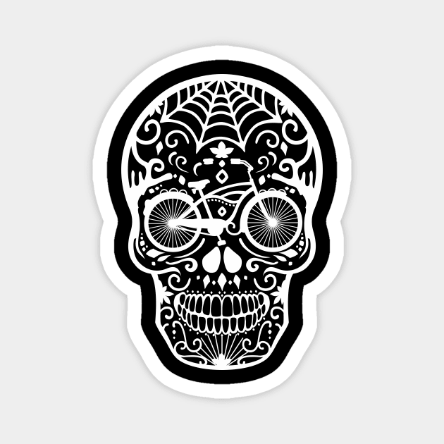 Mexican Bicycle Skull - Black and White Magnet by XOOXOO