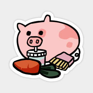 Cute Piggy Cartoon Eating Breakfast Magnet