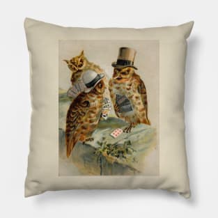 Poker Playing Owls Have an Ace Up Their Sleeve Pillow