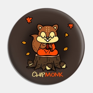 Chipmonk Funny Original Kawaii Cute Monk Chipmunk Autumn Yoga Meditating Cartoon Pin