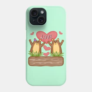 Happy love groundhog Phone Case