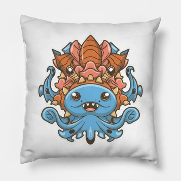 Oceanic Haven Odyssey,cute animals,adventure Pillow by designe stor 