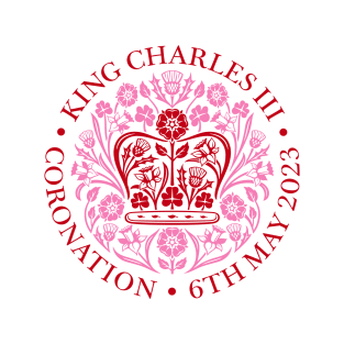 King Charles III Official Coronation Emblem Red and Pink T-Shirt