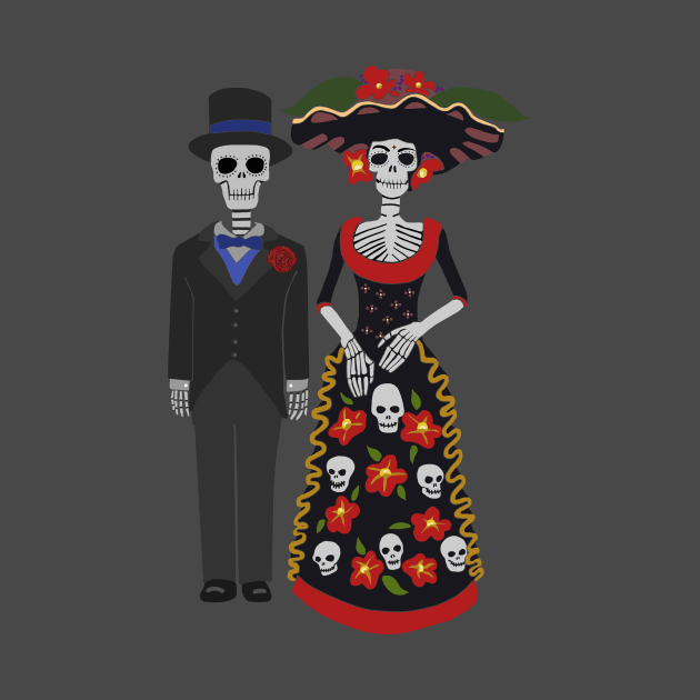 Day of the Dead Couple , Dia De Los Muertos by UsuallyUnusual