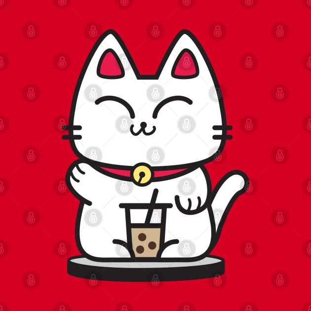 Boba Cat with Milk Tea by plattercats